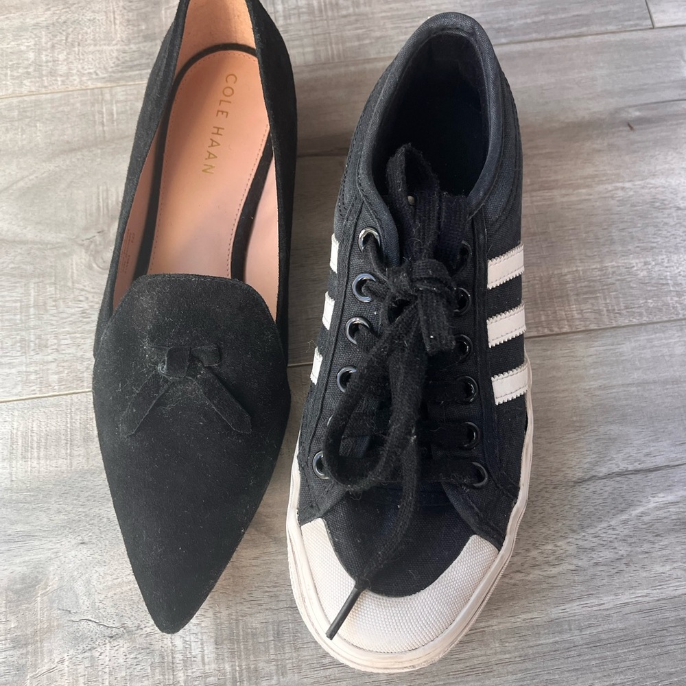 Adidas W 7.5 Black and White Platform Lace-Up Sneakers - Picture 12 of 13